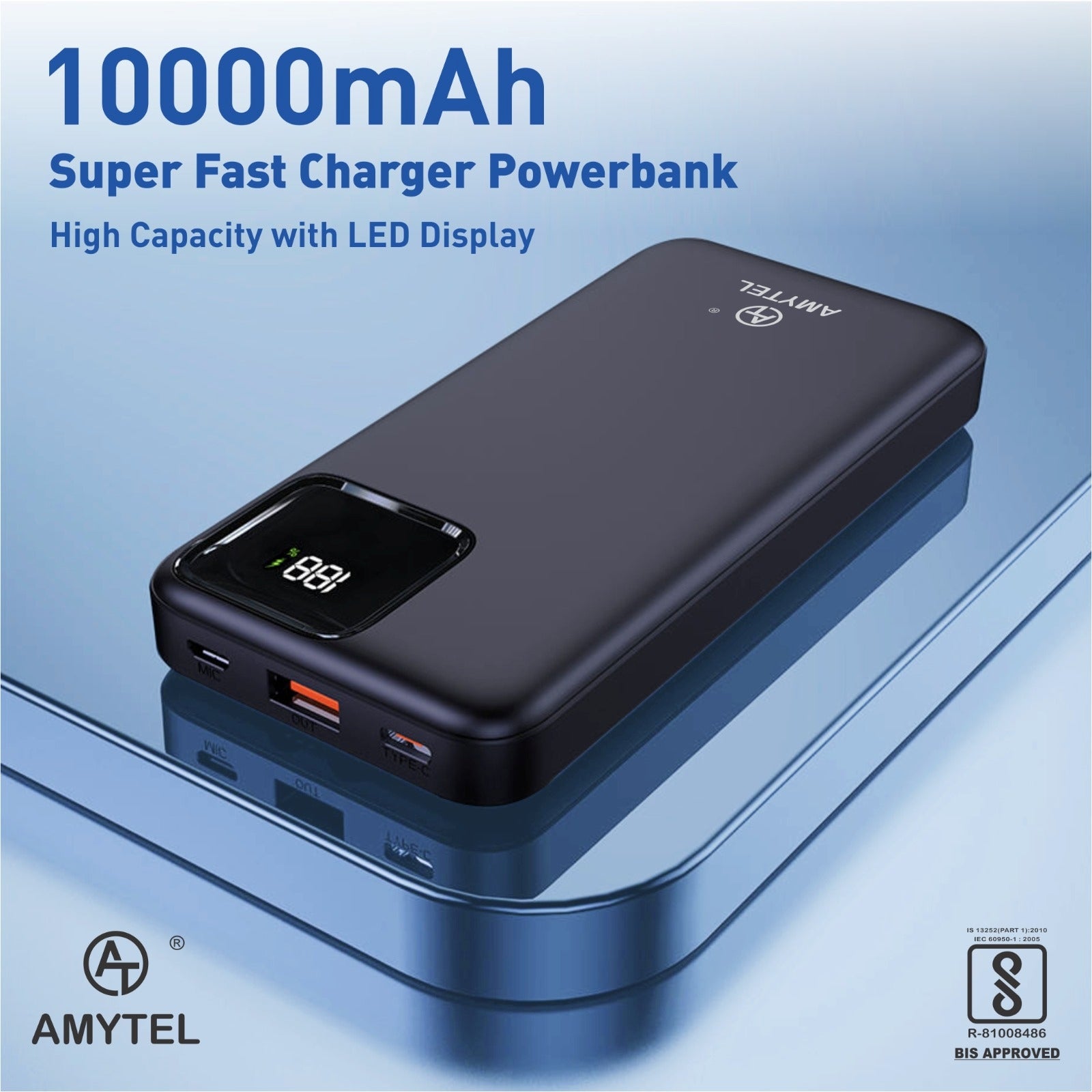 10000 mAh 22 W Compact Pocket Size Power Bank (Black, Lithium Polymer, Power Delivery 2.0, Power Delivery 3.0, Quick Charge 2.0, Quick Charge 3.0 for Mobile, Smartwatch, Smartband, Speaker, Trimmer)