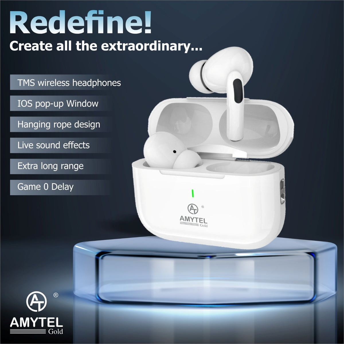 AMYTEL BLUETOOTH WHITE PRO2 TWS