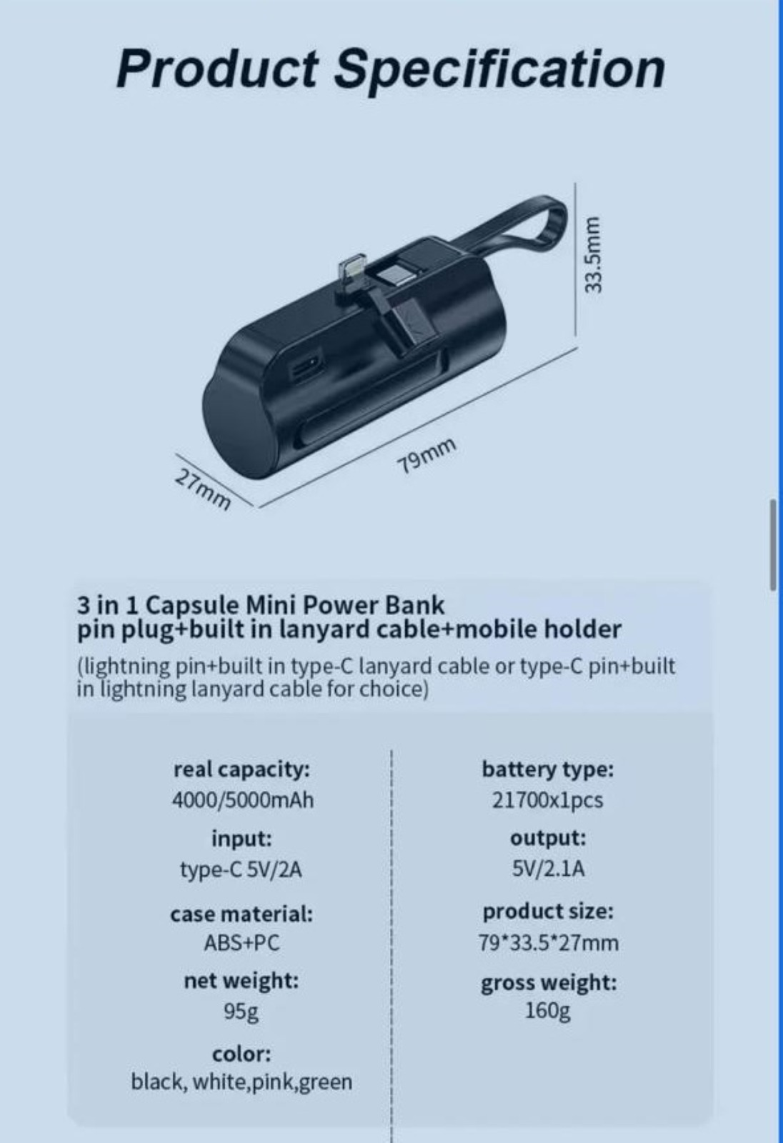 5000 mAh 15 W Mini Pocket Size Power Bank (Black, Lithium-ion, Power Delivery 2.0, Power Delivery 3.0, Quick Charge 2.0, Quick Charge 3.0 for Trimmer, Smartwatch, Tablet, Speaker, Mobile)