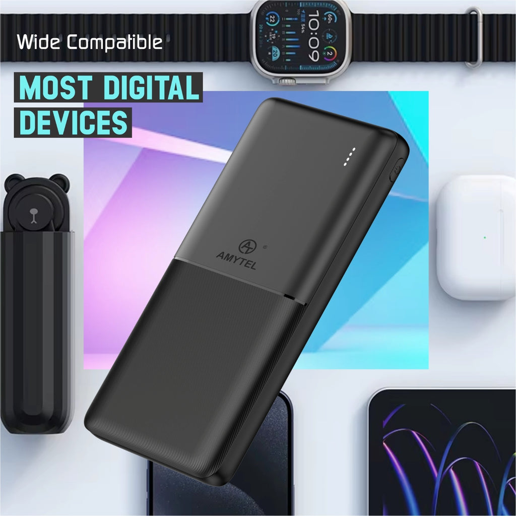10000 mAh 22 W Compact Power Bank (Black, Lithium Polymer, Power Delivery 2.0, Power Delivery 3.0, Quick Charge 2.0, Quick Charge 3.0 for Mobile, Smartwatch, Speaker, Trimmer, Tablet)