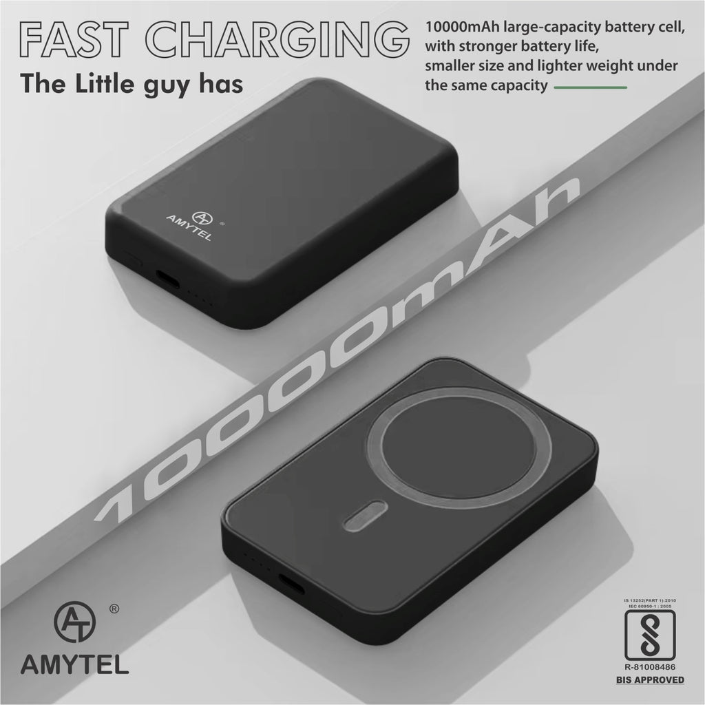 AMYTEL 10000 mAh 25 W Wireless With MagSafe Compact Pocket Size Power Bank