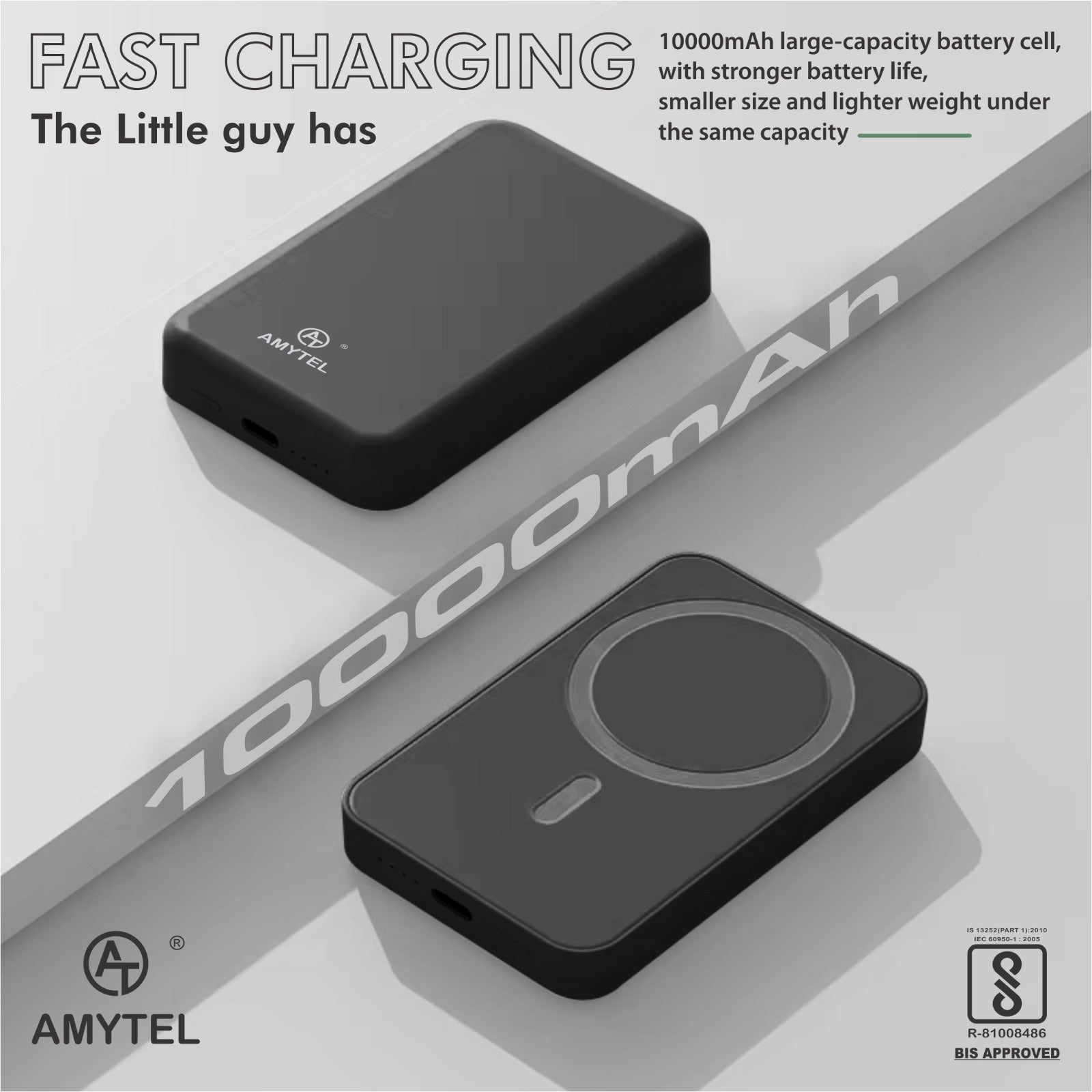 AMYTEL 10000 mAh 25 W Wireless With MagSafe Compact Pocket Size Power Bank