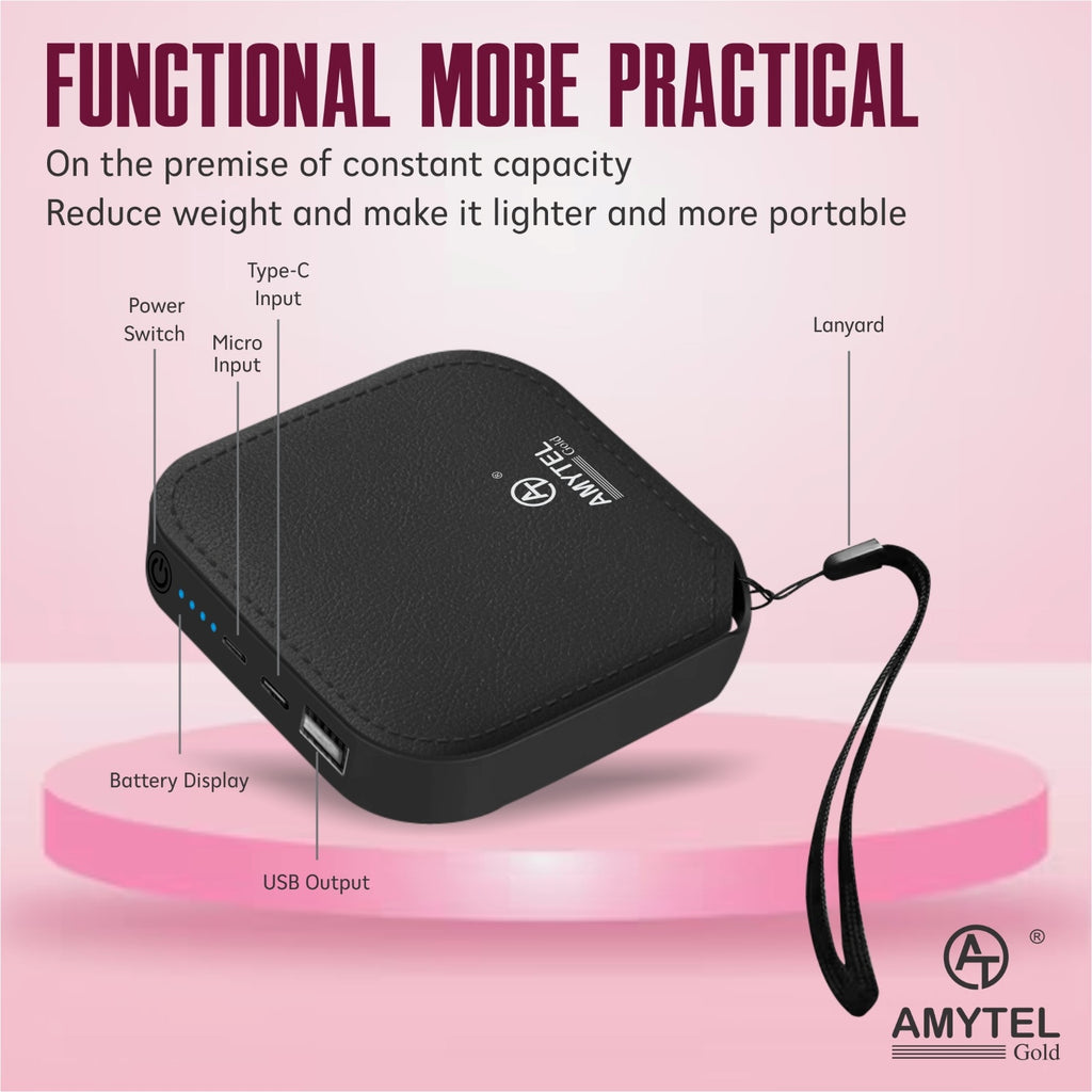 AMYTEL 10000 MAh Mini Pocket Size Power Bank ( Lithium-ion, Power Delivery 2.0, Power Delivery 3.0, Quick Charge 2.0, Quick Charge 3.0 for Laptop, Mobile, Smartwatch, Speaker, Trimmer)