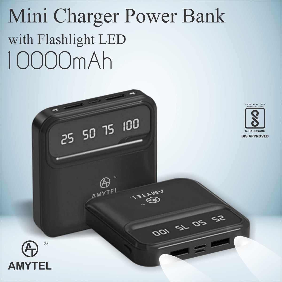 AMYTEL 10000 mAh Power Bank (15 W, Fast Charging, Power Delivery 2.0, Power Delivery 3.0, Quick Charge 2.0, Quick Charge 3.0)
