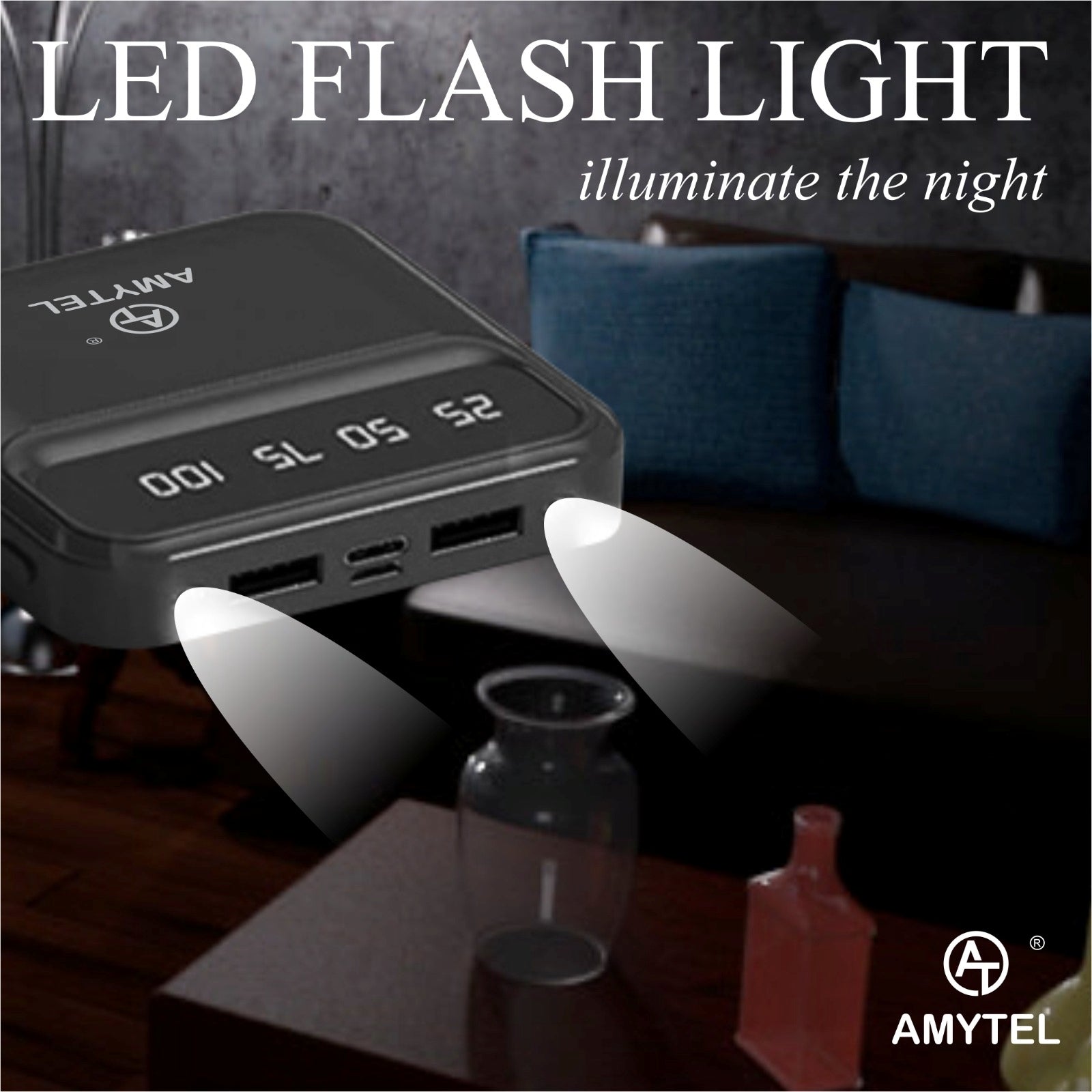 AMYTEL 10000 mAh Power Bank (15 W, Fast Charging, Power Delivery 2.0, Power Delivery 3.0, Quick Charge 2.0, Quick Charge 3.0)