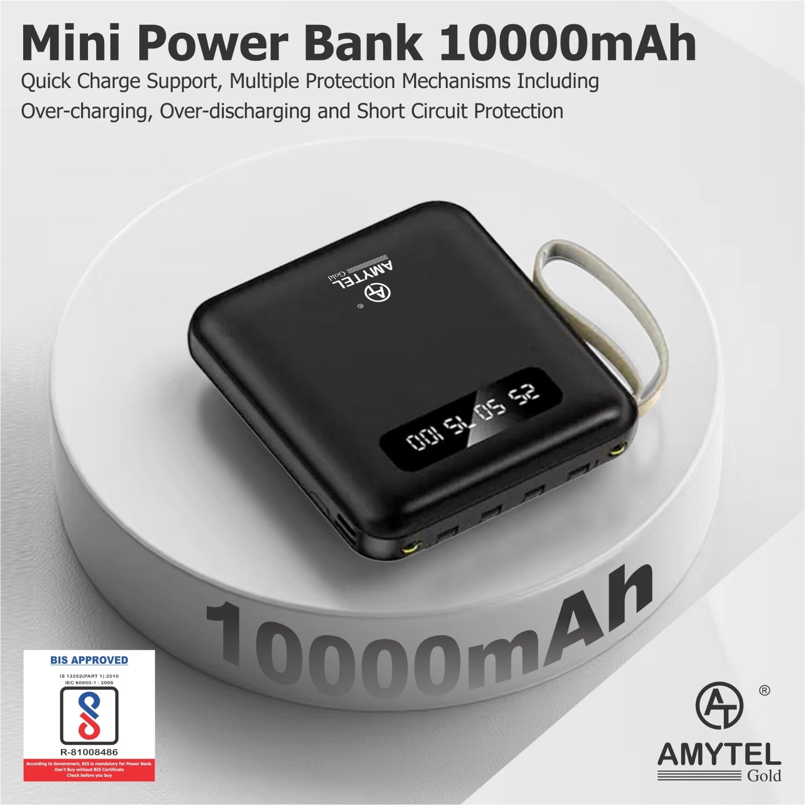 AMYTEL 10000 mAh Power Bank (18 W, Power Delivery 2.0, Power Delivery 3.0, Quick Charge 2.0, Quick Charge 3.0) (BLACK, Lithium-ion)