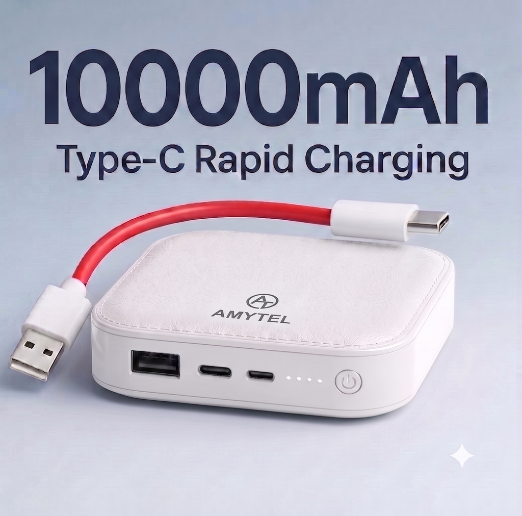 AMYTEL 10000 MAh Mini Pocket Size Power Bank ( Lithium-ion, Power Delivery 2.0, Power Delivery 3.0, Quick Charge 2.0, Quick Charge 3.0 for Laptop, Mobile, Smartwatch, Speaker, Trimmer)