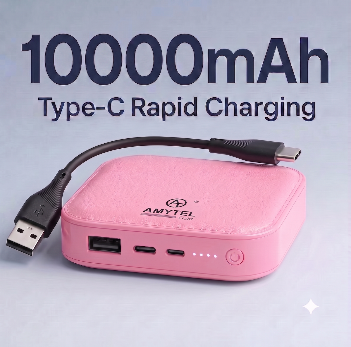 AMYTEL 10000 MAh Mini Pocket Size Power Bank ( Lithium-ion, Power Delivery 2.0, Power Delivery 3.0, Quick Charge 2.0, Quick Charge 3.0 for Laptop, Mobile, Smartwatch, Speaker, Trimmer)