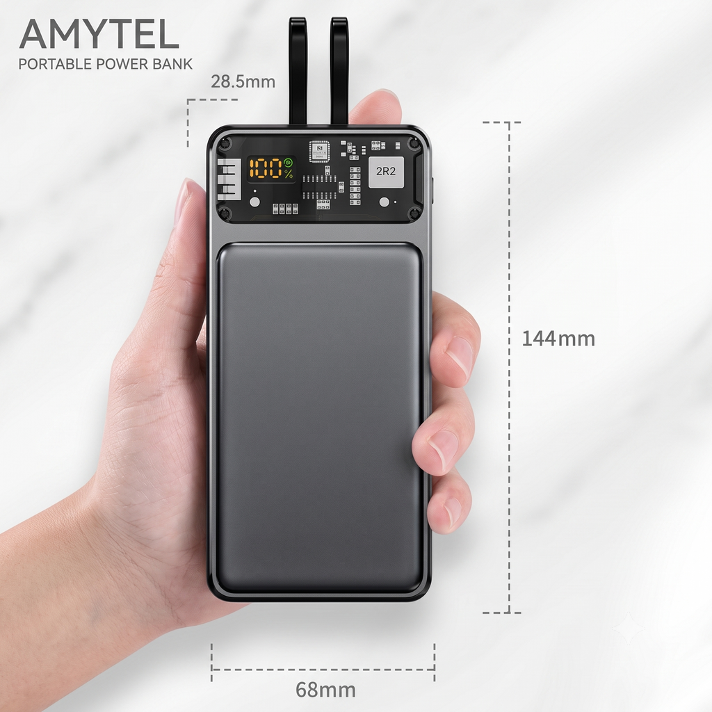 AMYTEL 10000 mAh Power Bank (22 W, Fast Charging) (BLACK, Lithium Polymer)
