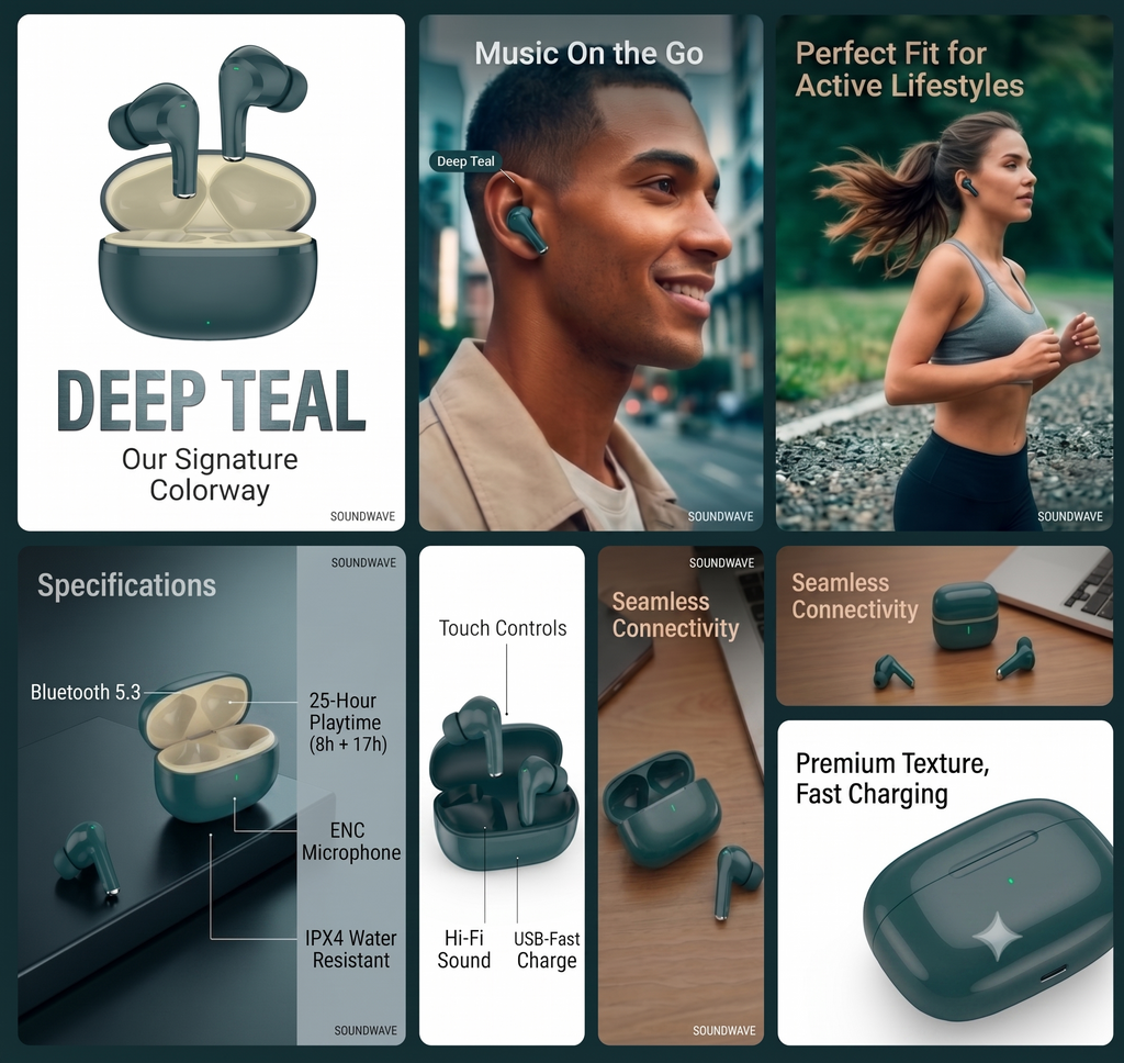 AMYTEL ELLIPSE 2.0 TWS WIRELESS WITH  HD SOUND , IN BUILT MICROPHONE , VOICE ASSISTANT, LONG PLAYTIME