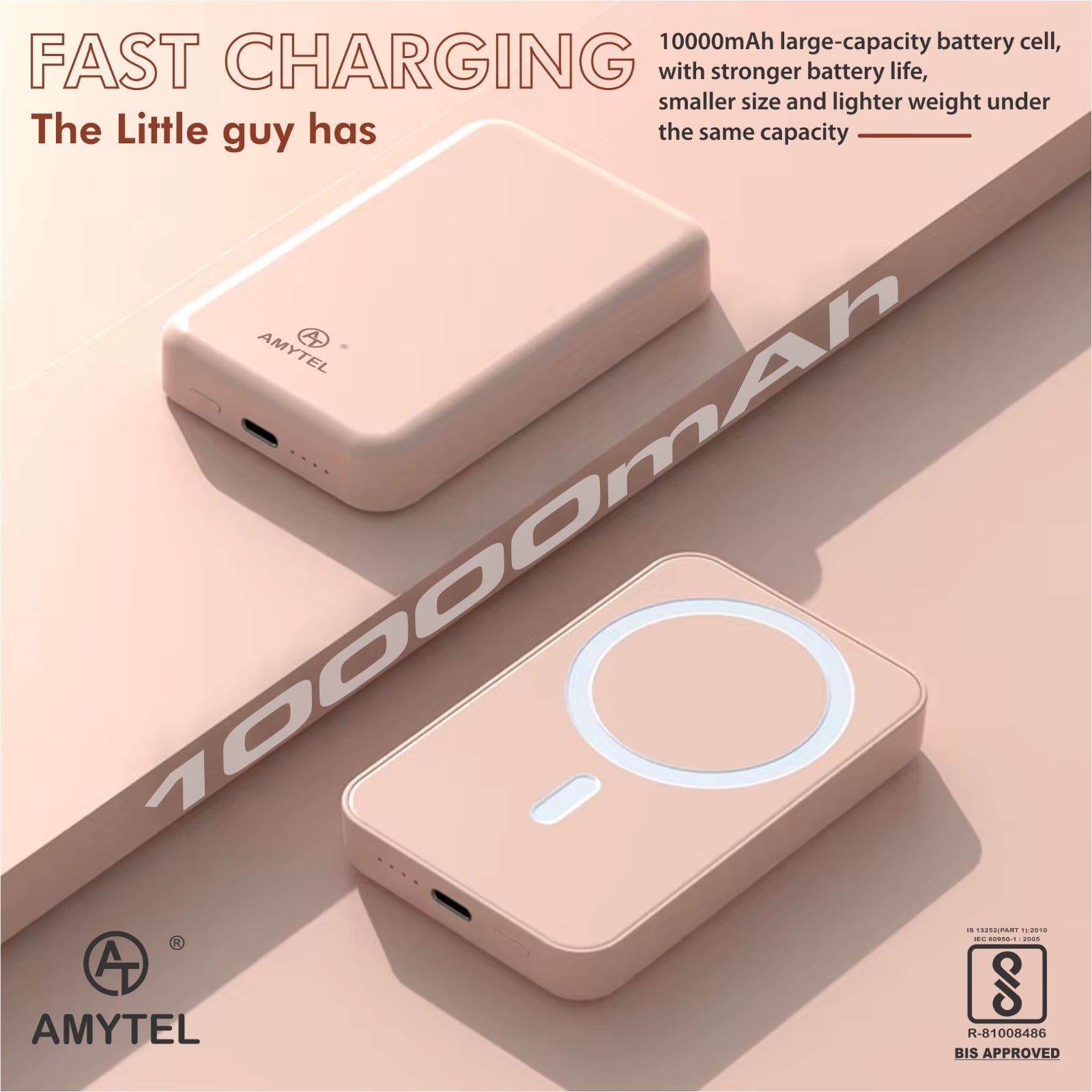 AMYTEL 10000 mAh 25 W Wireless With MagSafe Compact Pocket Size Power Bank