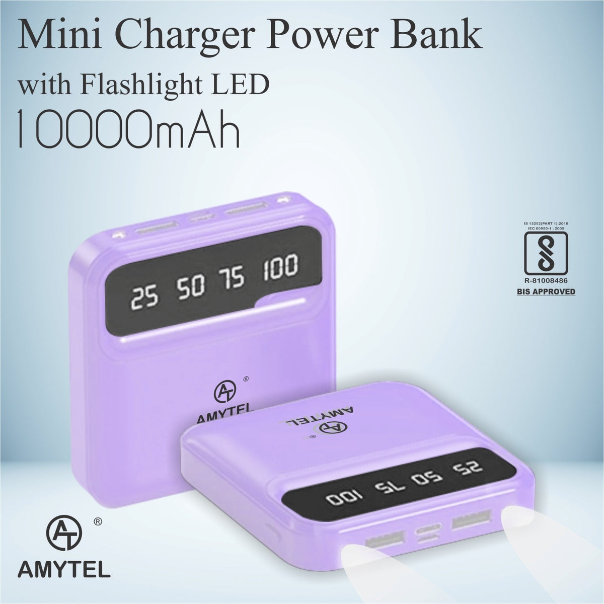 AMYTEL 10000 mAh Power Bank (15 W, Fast Charging, Power Delivery 2.0, Power Delivery 3.0, Quick Charge 2.0, Quick Charge 3.0)