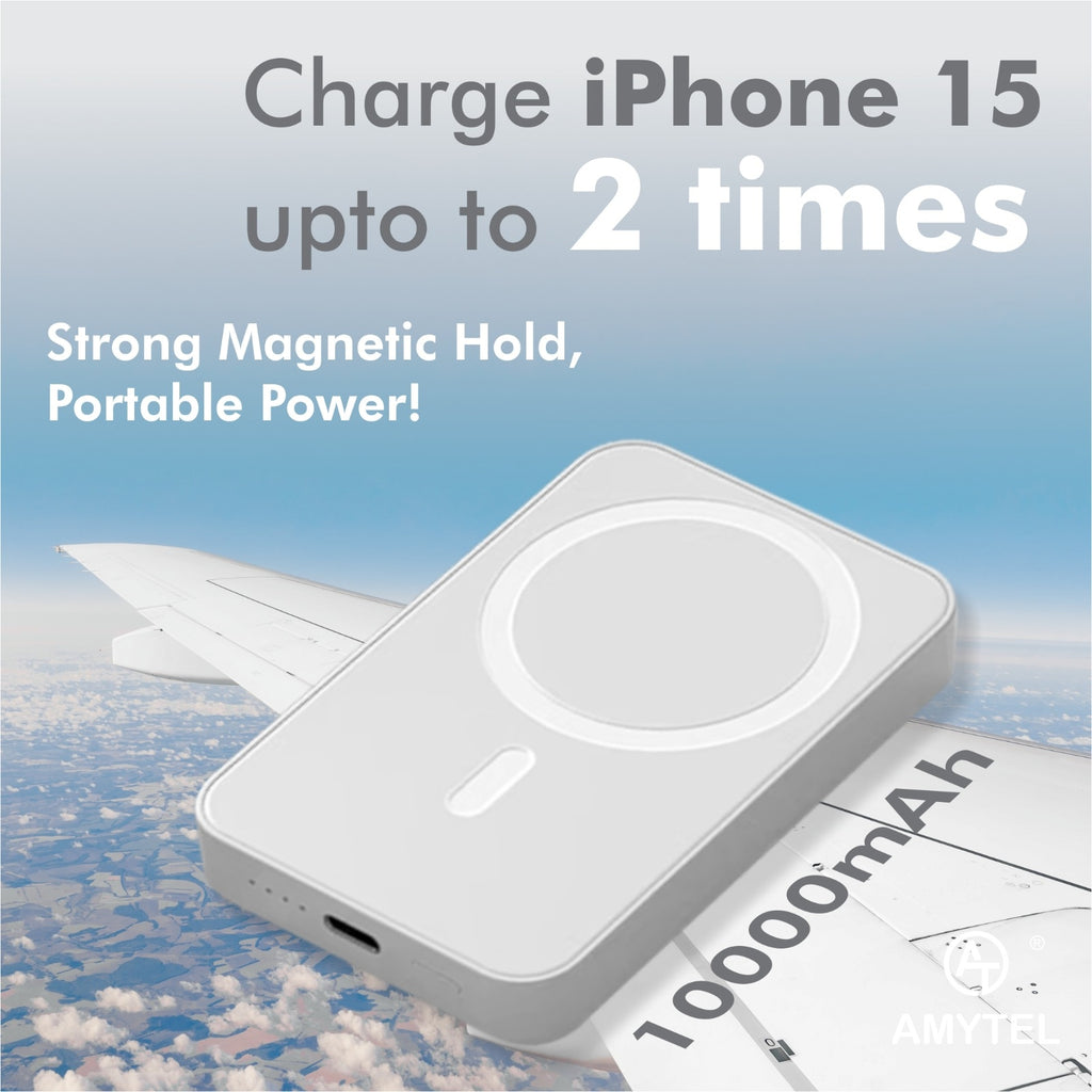 AMYTEL 10000 mAh 25 W Wireless With MagSafe Compact Pocket Size Power Bank