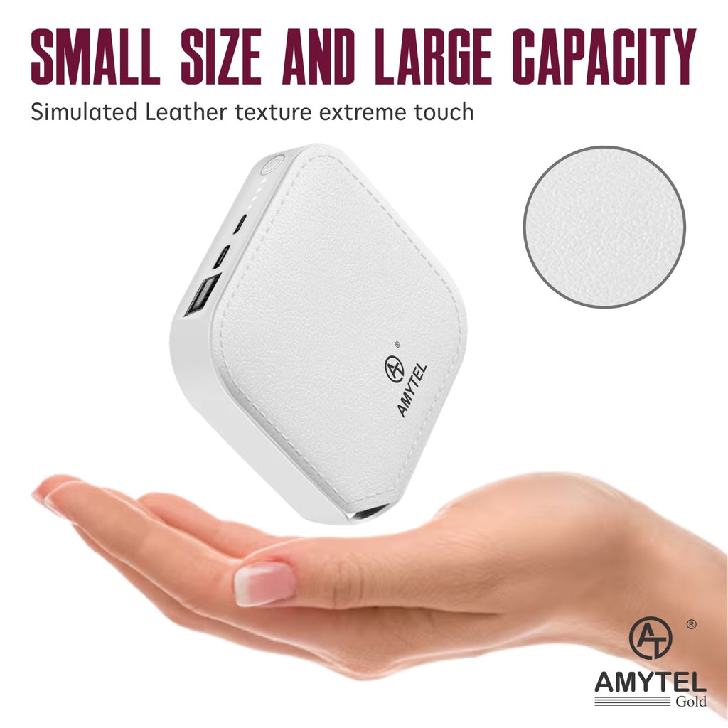 AMYTEL 10000 m Ah 5 W Mini Pocket Size Power Bank (Blue, Lithium-ion, Power Delivery 2.0, Power Delivery 3.0, Quick Charge 2.0, Quick Charge 3.0 for Earbuds, Mobile, Smartwatch, Speaker, Tablet)