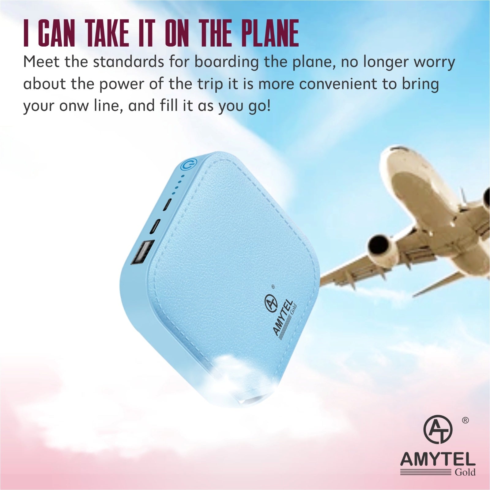 AMYTEL 10000 m Ah 5 W Mini Pocket Size Power Bank (Blue, Lithium-ion, Power Delivery 2.0, Power Delivery 3.0, Quick Charge 2.0, Quick Charge 3.0 for Earbuds, Mobile, Smartwatch, Speaker, Tablet)