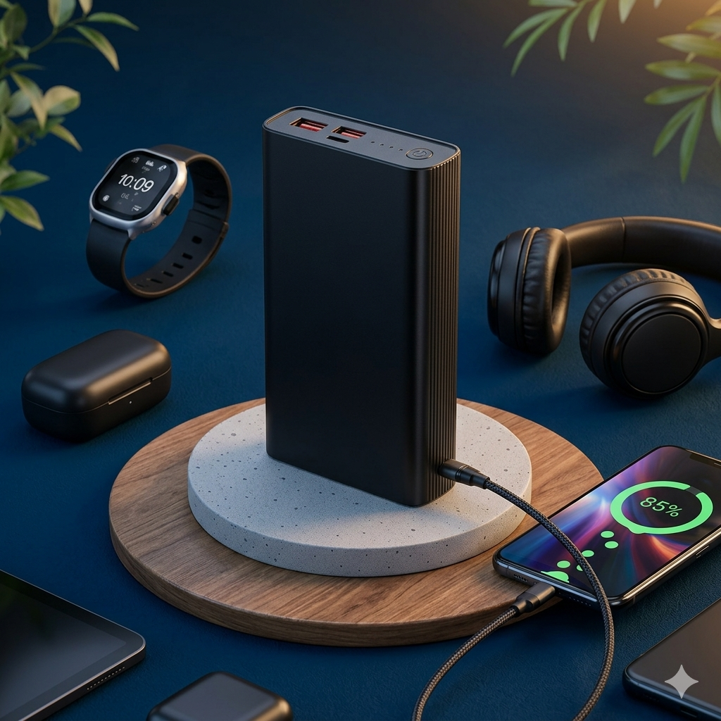 20000 mAh 25 W Compact Pocket Size Power Bank (Black, Lithium-ion, for Earbuds, Mobile, Smartwatch, Smartband, Speaker, Tablet)