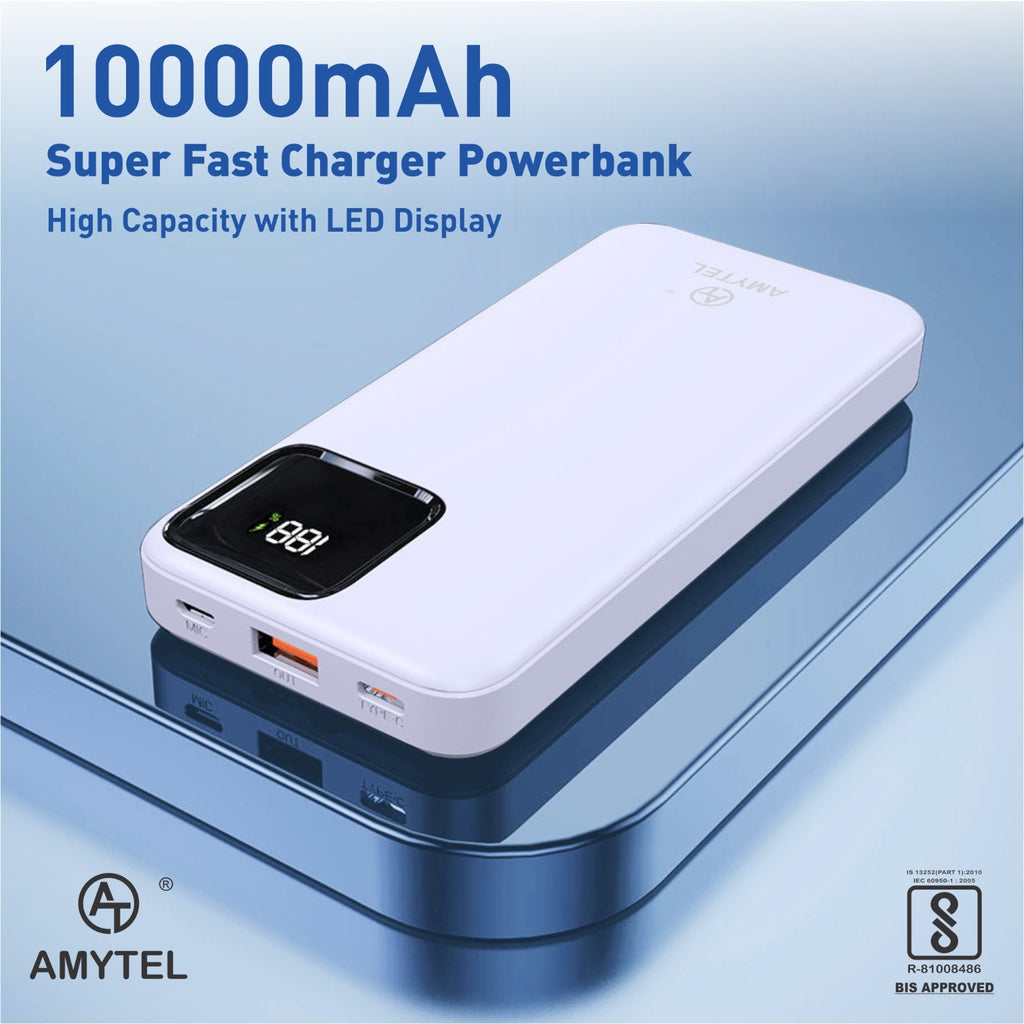 10000 mAh 22 W Compact Pocket Size Power Bank (Black, Lithium Polymer, Power Delivery 2.0, Power Delivery 3.0, Quick Charge 2.0, Quick Charge 3.0 for Mobile, Smartwatch, Smartband, Speaker, Trimmer)